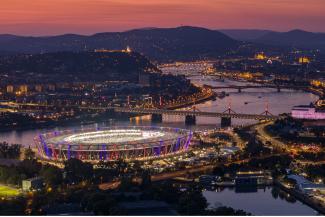 Aerial view of National Athletics Stadium Budapest